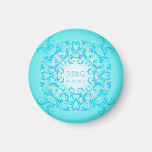 Aimant Style baroque texture dégradé turquoise.