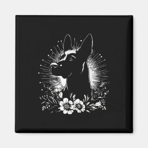 Aimant Style de tatouage Amoureux des chiens malinois rét