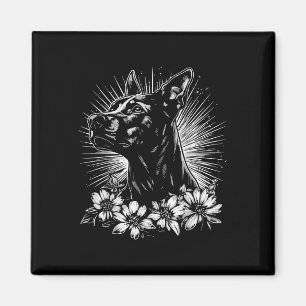 Aimant Style de tatouage Amoureux des chiens Rétro Doberm