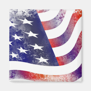 Aimant Style Grunge Patriotique Drapeau Américain