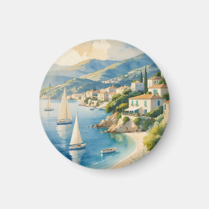 Aimant Style vintage Côte d'Azur Voyage en France