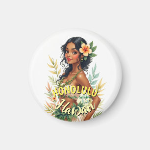 Aimant Style vintage Hawaii Voyage Honolulu Hula Girl