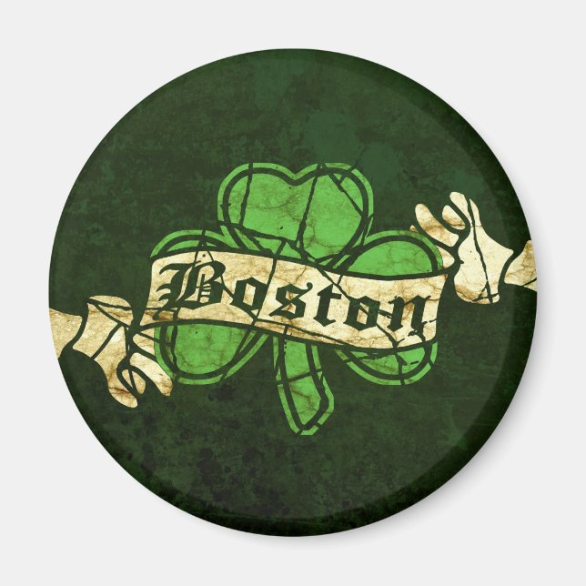 Aimant Style Vintage Shamrock de Boston (Devant)