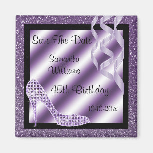 Aimant Stylet scintillant lilas et anniversaire de