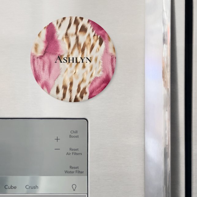 Aimant Stylish Girly Rose White Gold Zebra (In situ (réfrigérateur))
