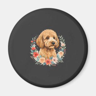 Aimant Sublimation ronde de chien floral