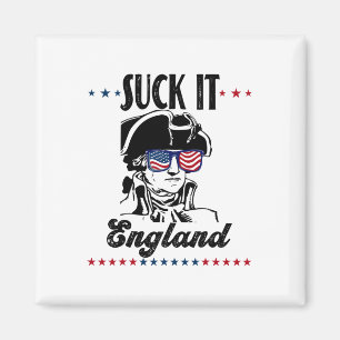 Aimant Suck It England Drôle 4 juillet - George Washing