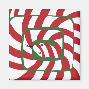 Aimant Sucre de canne amusant Serpent Abstrait rayé rouge