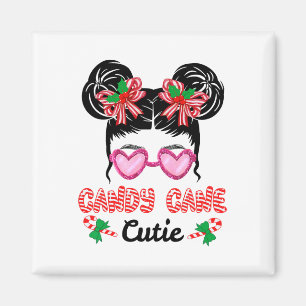 Aimant Sucre de canne de Noël Cutie Messy Bun Girls Kids