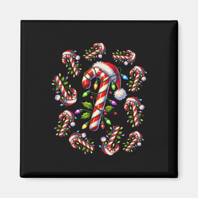 Aimant Sucre de canne Rouge Et Blanc Père Noël Noël Funny (Devant)