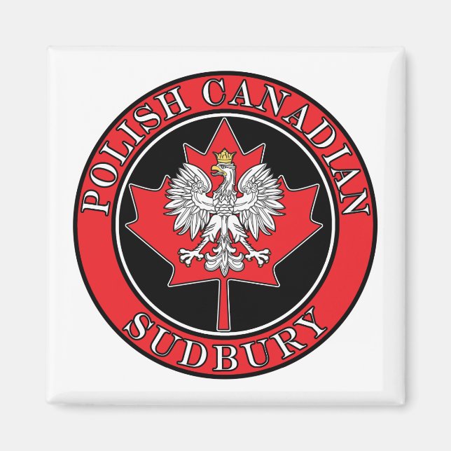 Aimant Sudbury Round Feuille canadienne polonaise (Devant)