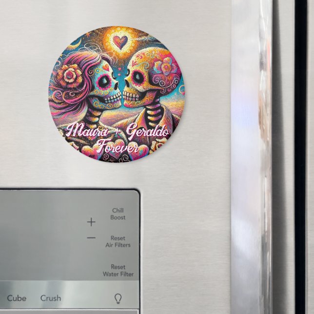 Aimant Sugar Skulls in Love Chalk Pastel Personalized (In situ (réfrigérateur))