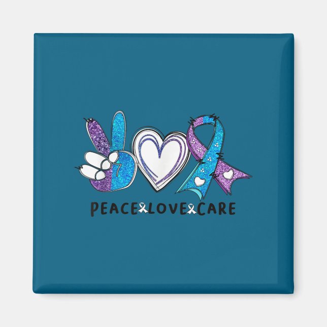 Aimant Suicide Prevention Awareness Teal &amp; Purple Rib (Devant)