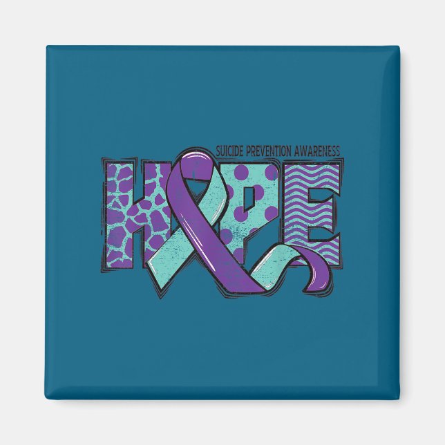 Aimant Suicide Prevention Awareness Teal &amp; Purple Rib (Devant)