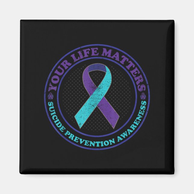 Aimant Suicide Prevention Awareness Teal &amp; Purple Rib (Devant)