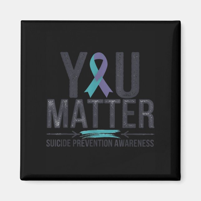 Aimant Suicide Prevention Awareness Teal &amp; Purple Rib (Devant)