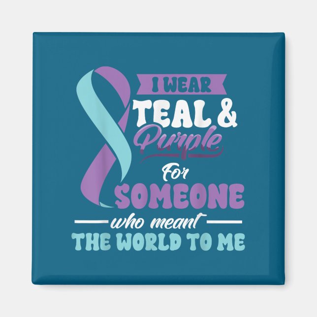 Aimant Suicide Prevention Wear Teal Purple Someone Meant  (Devant)