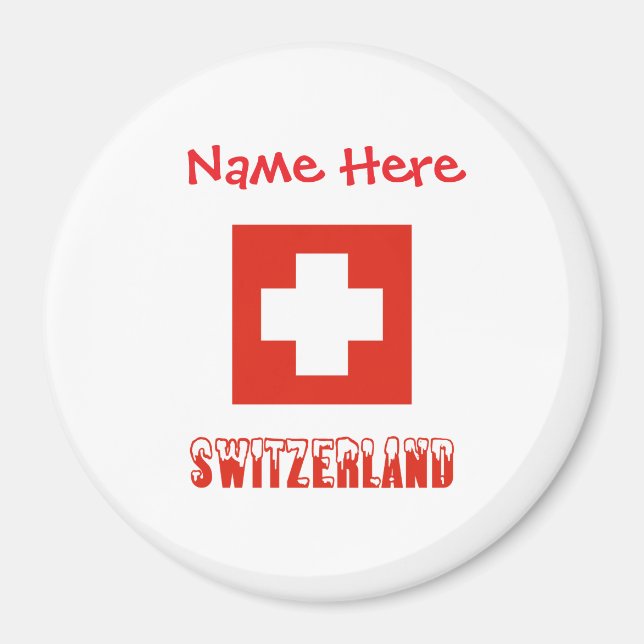 Aimant Suisse Drapeau Suisse Rouge Personnalisation  (Devant)