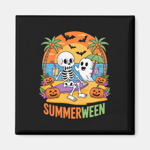 Aimant Summerween Skeleton Ghost Beach Halloween Fu