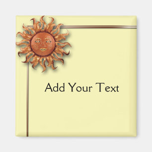 Aimant Sun en bronze sur l'arrière - plan crème