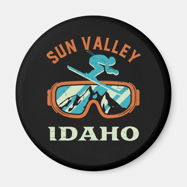 Aimant Sun Valley Idaho Retro Ski Snowboard (Devant)