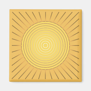 Aimant Sunburst géométrique moderne - Or de moutarde / Ja