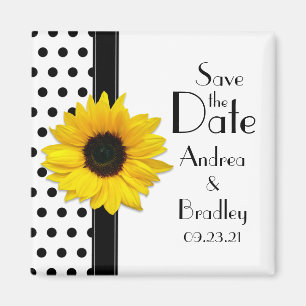Aimant Sunflower Black White Polka Point Enregistrer la d