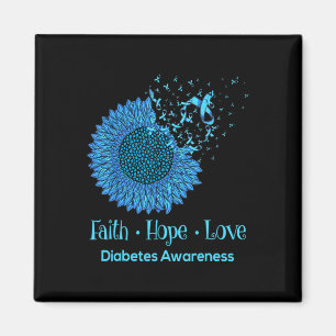 Aimant Sunflower Faith Hope Love Diabète Sensibilisation