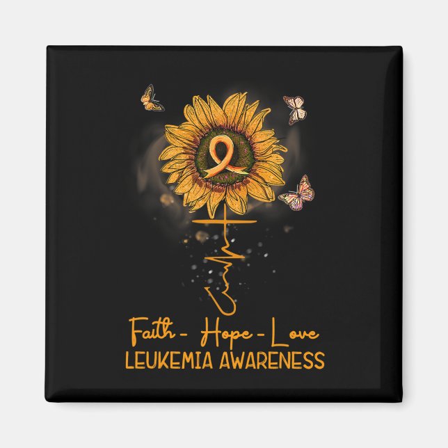 Aimant Sunflower Orange Ribbon Christian Leukemia (Devant)