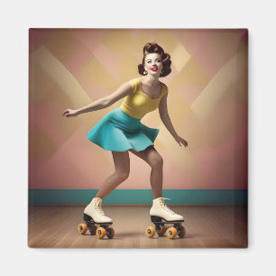 Aimant "Super Glide : rythmes rétro sur roues de patinage