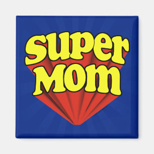 Aimant Super Mom Red/Yellow/Blue Superhero Fête des mèr