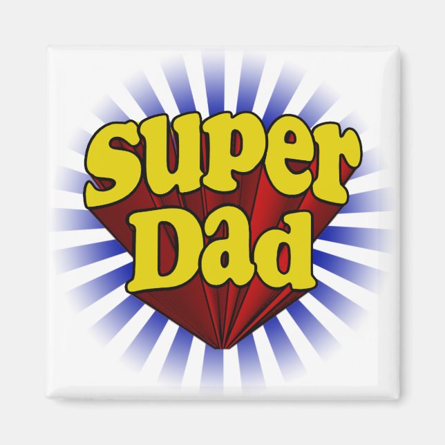 Aimant Super Papa, Superhero rouge/jaune/bleu (Devant)