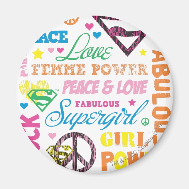 Aimant Supergirl Colorful Texte Collage (Devant)