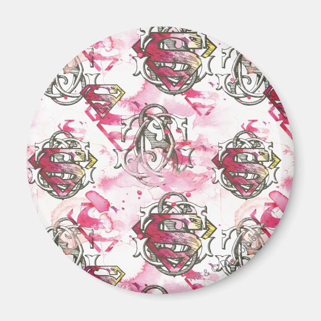 Aimant Supergirl Motif d'encre rose (Devant)
