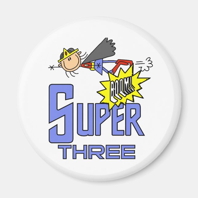Aimant Superhero Girl 3e Anniversaire Tshirts et cadeaux (Devant)