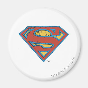 Aimant Superman S-Shield  Logo de Grunge de plan bleu