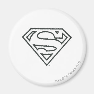 Aimant Superman S-Shield   Logo Grunge Black Outline
