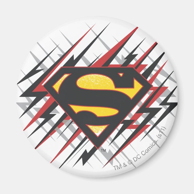 Aimant Superman Stylisé | Logo des frappes noires et roug (Devant)