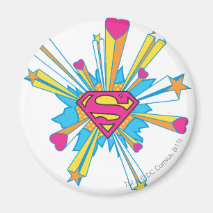 Aimant Superman Stylisé  Logo Pink with Hearts