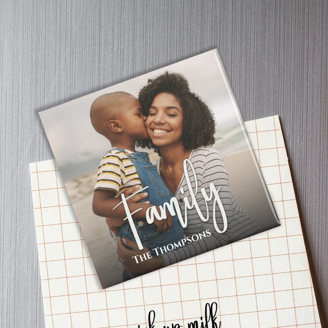 Aimant Superposition de calligraphie simple pour photo de (Simple Family Calligraphy Script photo magnet. )