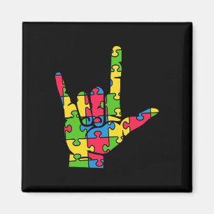 Aimant Support Autism Love Sign Language