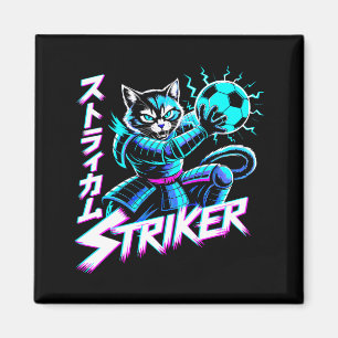 Aimant Supporter de football Cyberpunk Striker Chat Néon 