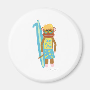 Aimant Surfer Sock Monkey Boy