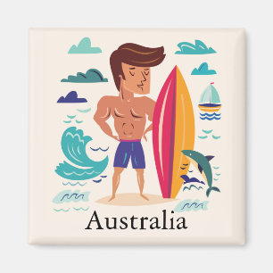 Aimant Surfing Australia Nom personnalisé