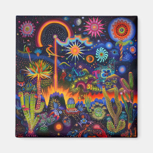 Aimant Surreal Trippy Whimsical Psychedelic Desert Cactus