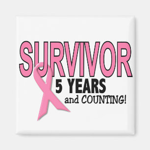Aimant SURVIVANT de CANCER DU SEIN 5 ans et comptes