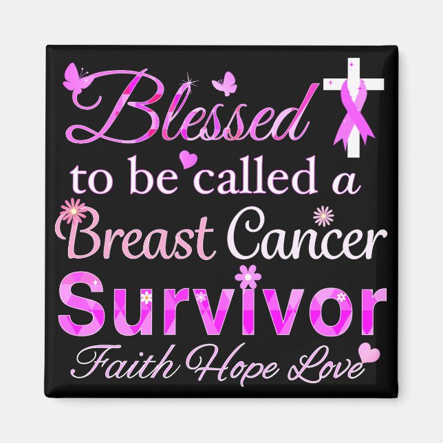 Aimant Survivant du cancer du sein béni (Devant)