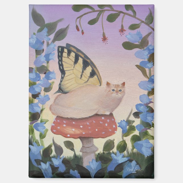 Aimant Swallowtail Butterfly Cat on Mushroom (Recto)