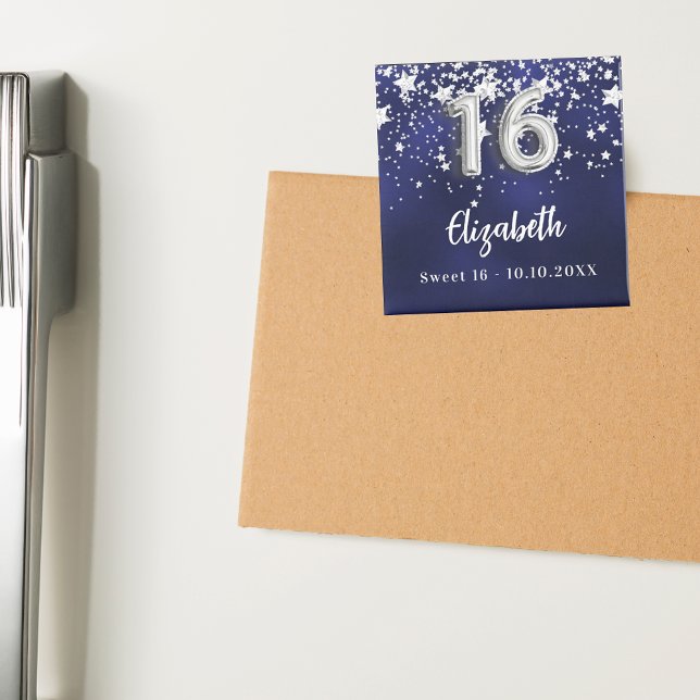 Aimant Sweet 16 étoiles bleu marine en argent (Créateur téléchargé)