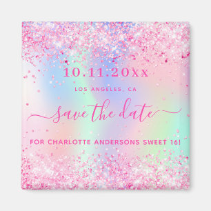 Aimant Sweet 16 parties scintillant rose pâle enregistrer